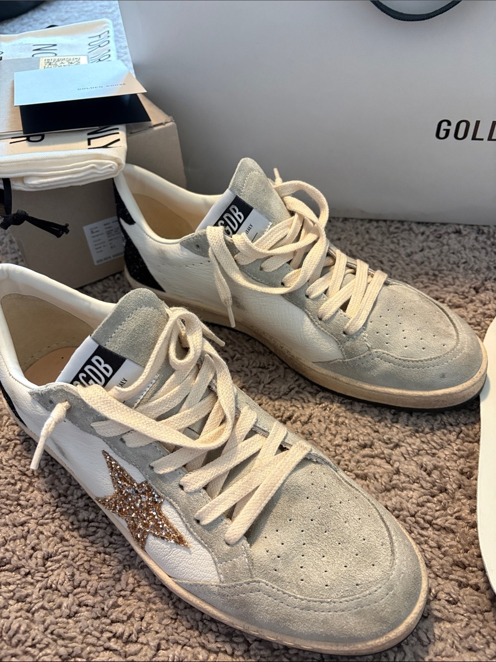 100% Authentic Golden Goose Womens nappa glitter star Ball Star sneakers - Picture 2 of 16